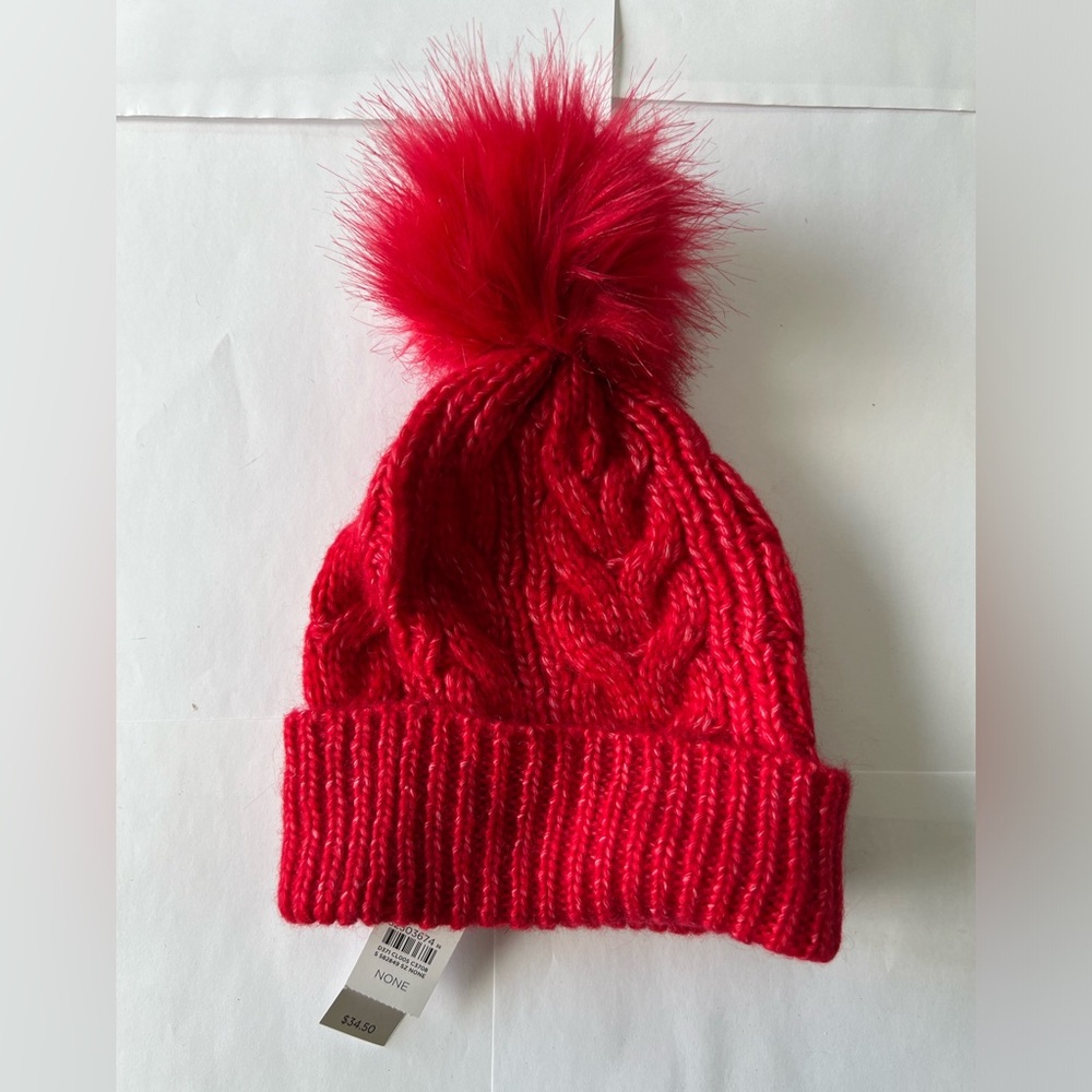 NWT Loft beanie red & pink
